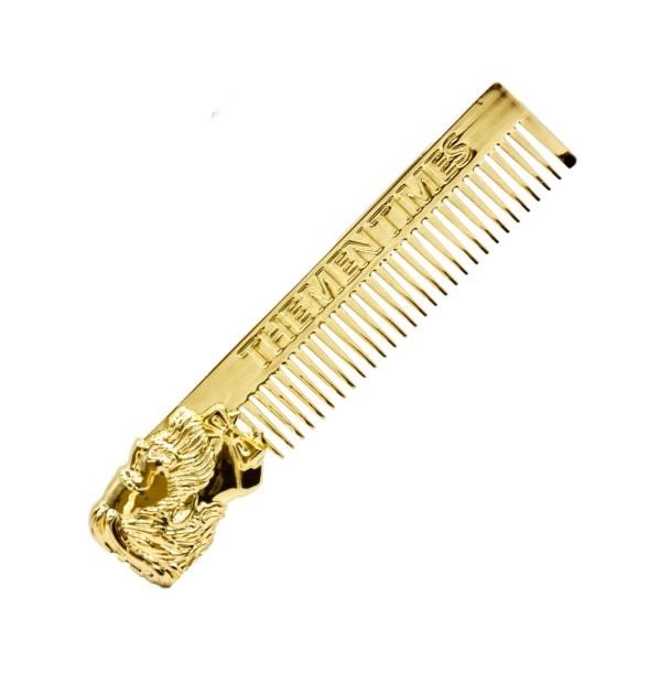 Pente Barba Metal   Cabeça Dourado