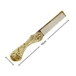 Pente Barba Metal Dobrável Caveira Dourado P