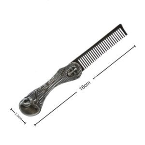 Pente Barba Metal Dobráve Caveira Prata P