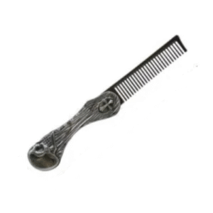 Pente Barba Metal Dobráve Caveira Prata P